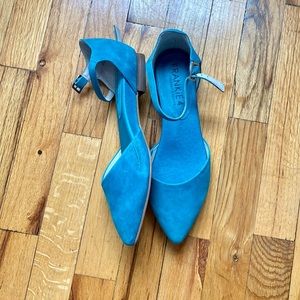 NEW FRANKIe4 Teal Pointed Toe Nubuck Sandal